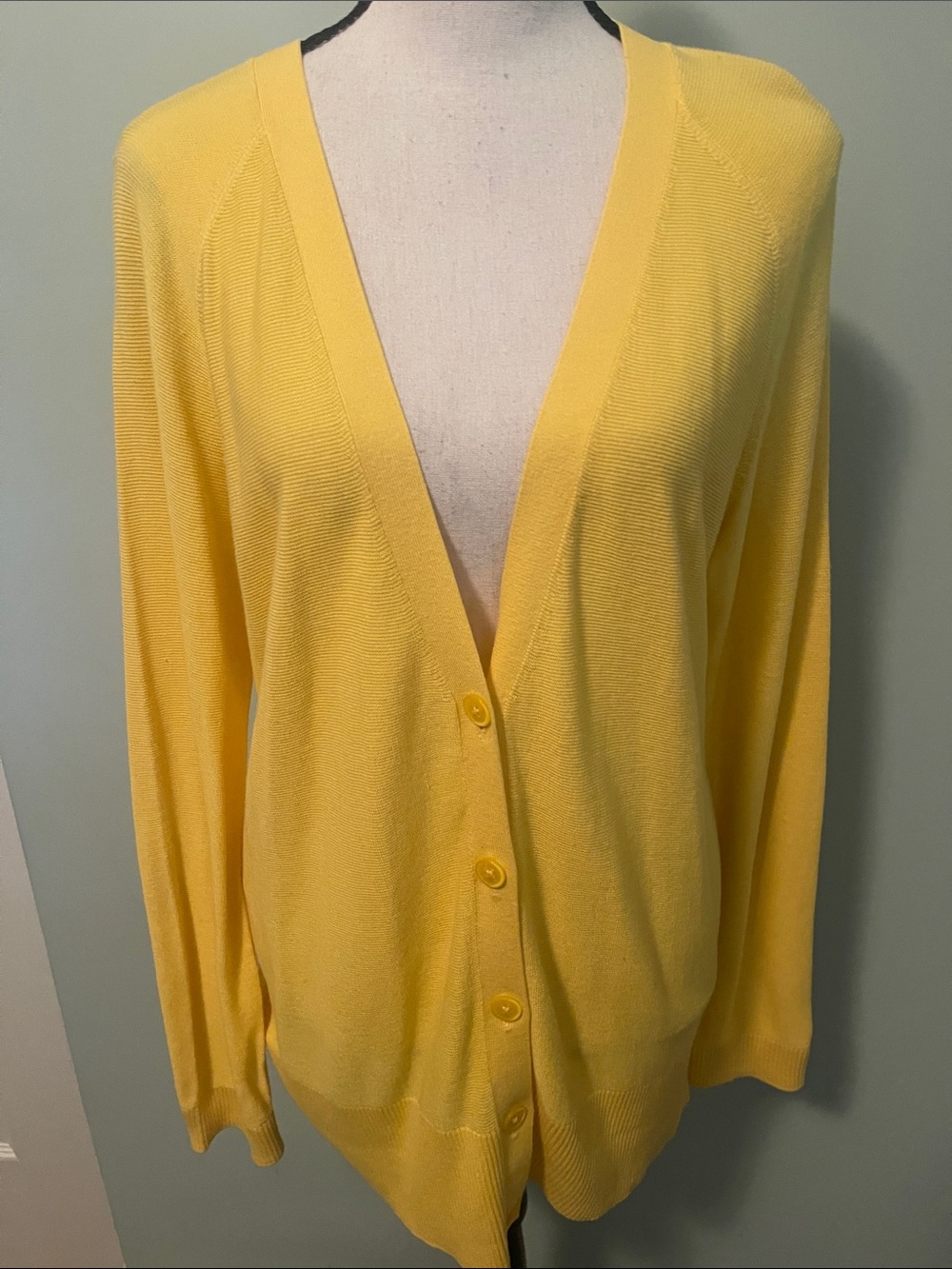 Talbots Sunny Yellow V-Neck Button Cardigan